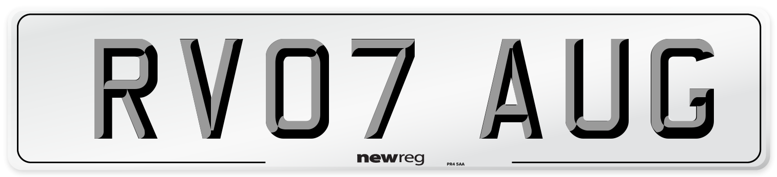 RV07 AUG Number Plate from New Reg